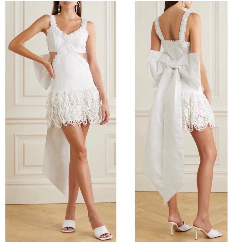 LoveShackFancy Anjanue bow bridal Mini Dress 14/XL